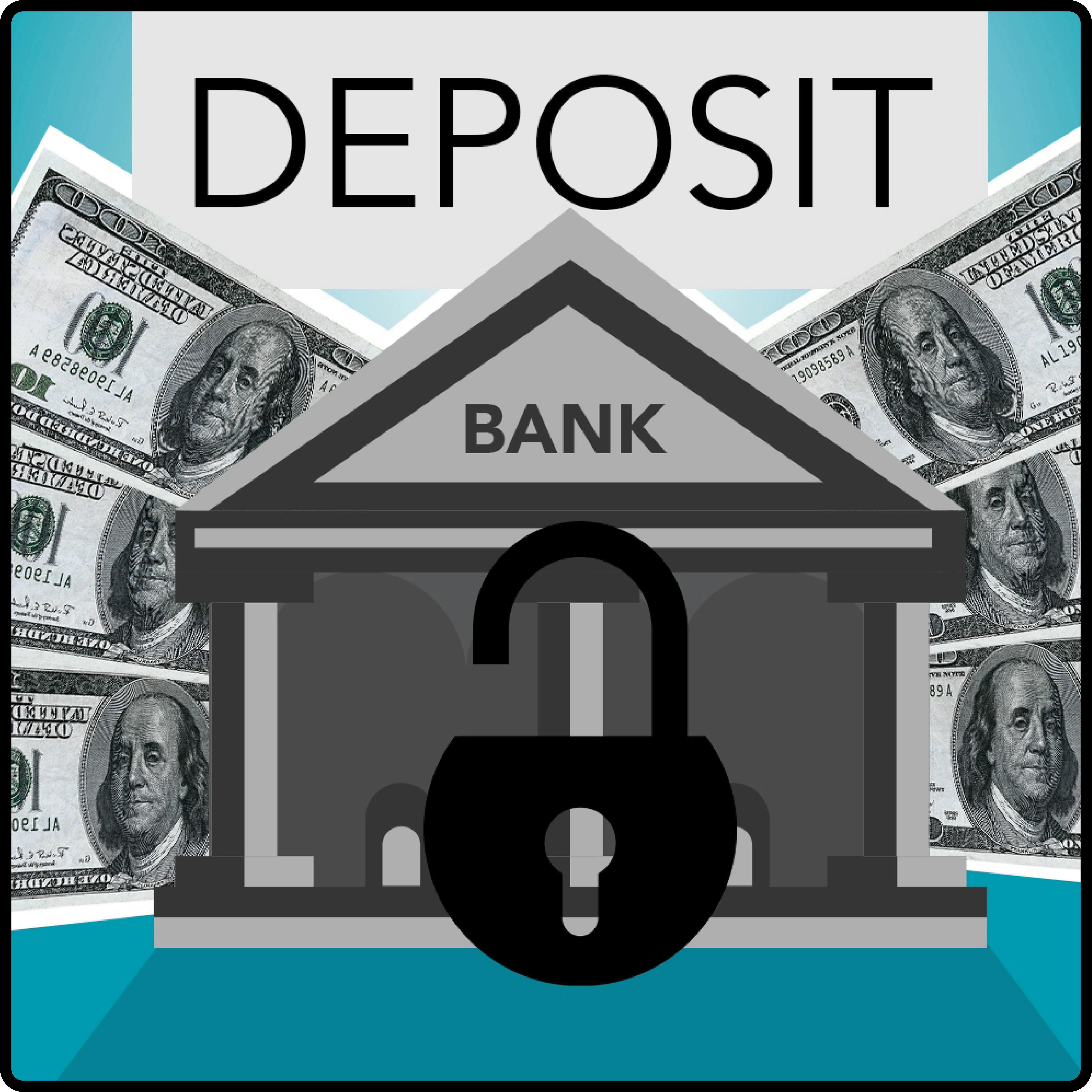 illustration of bank with unlocked padlock on top