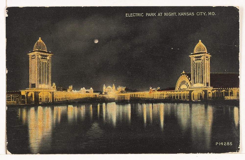 Postcard showing the second Electric Park at night, undated.