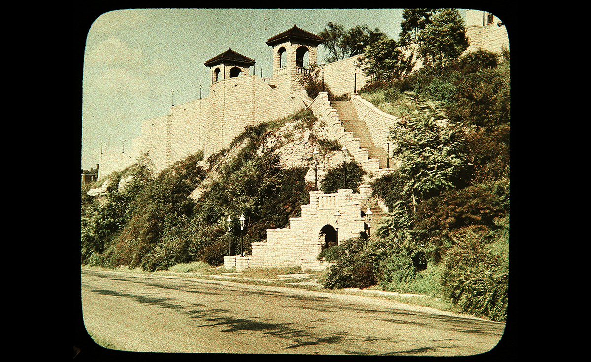 View of the grotto once located adjacent to Kersey Coates Drive in West Terrace Park, 1933