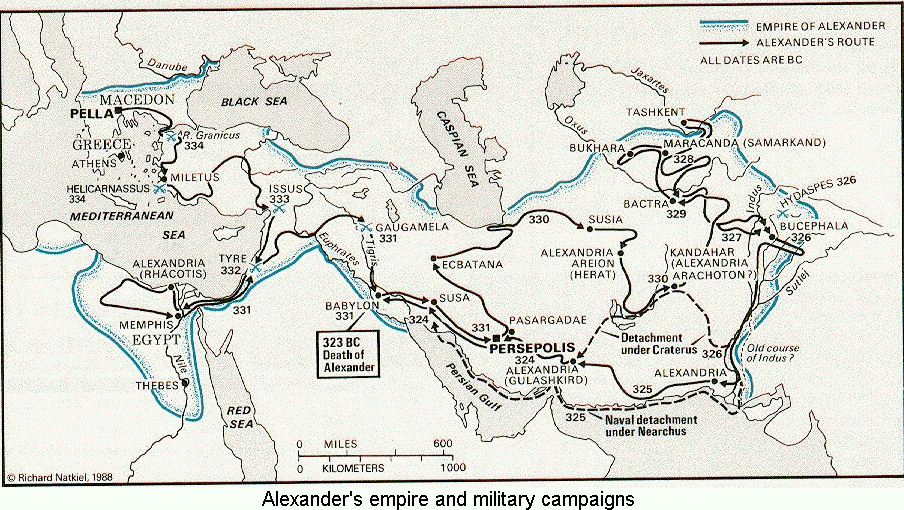 Map of Alexander the Great's Campaigns