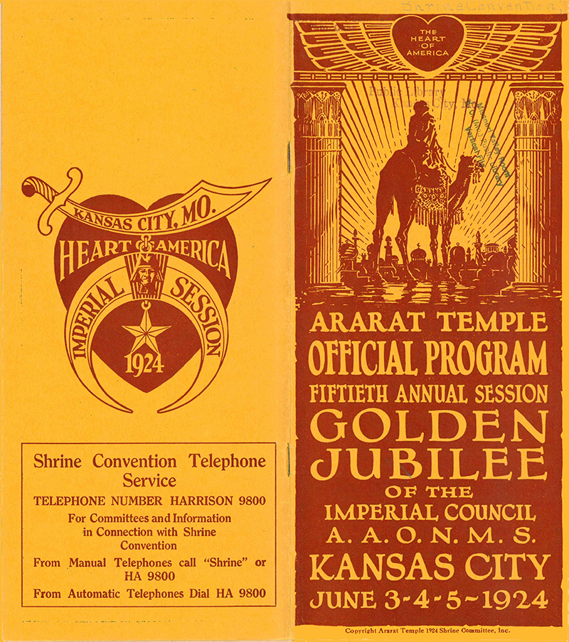 Ararat Temple Official Program, Fiftieth Annual Session, Kansas City, June 3-5, 1924.