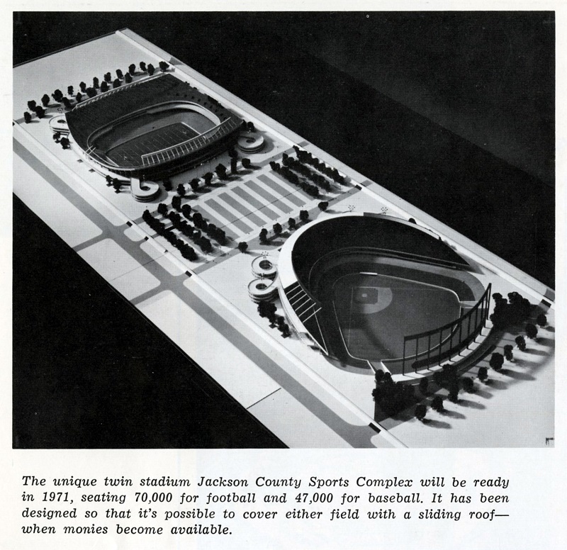 Scale model of the Sports Complex, 1969. Kansas City Public Library