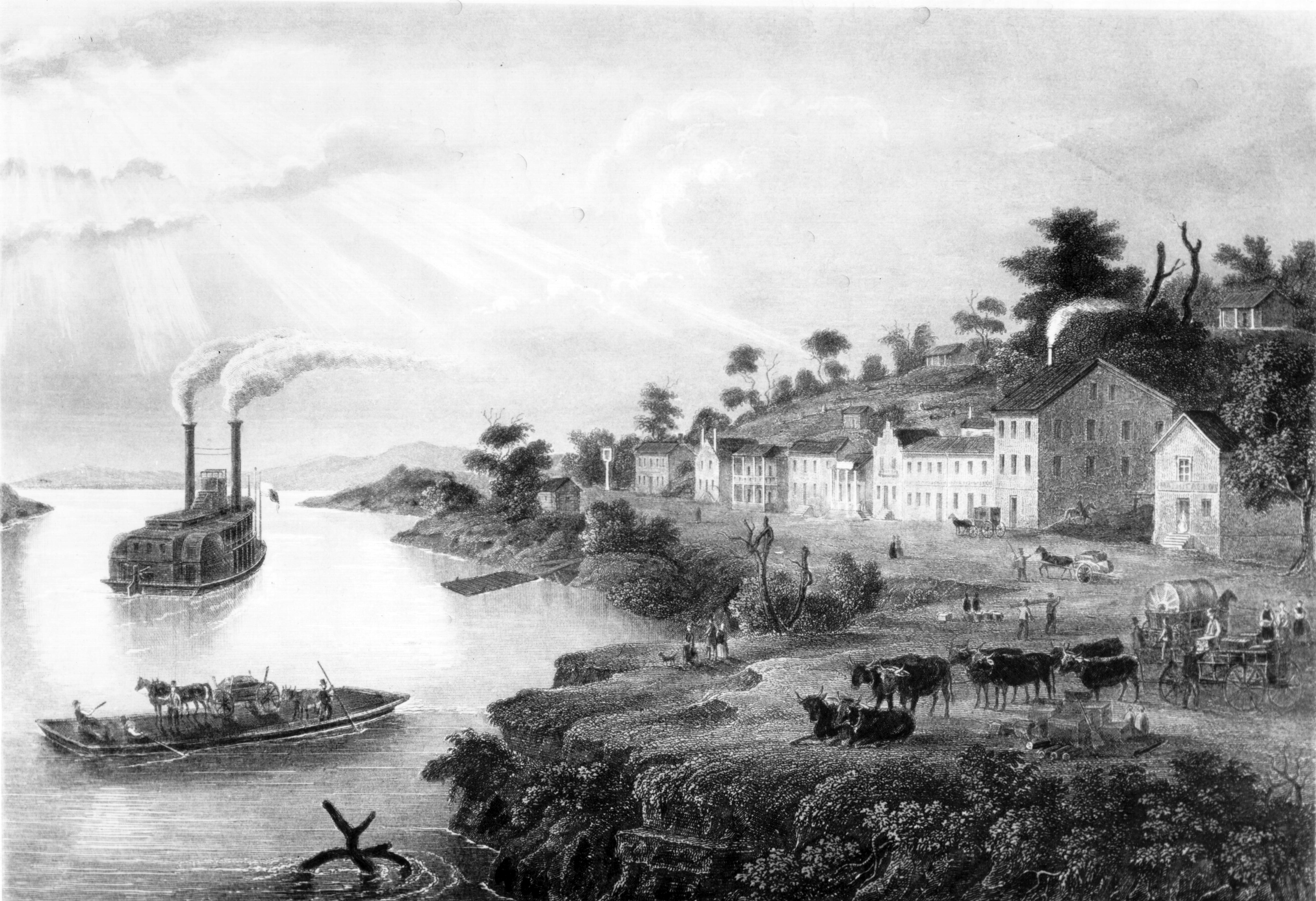 Drawing of the Early Kansas City Riverfront