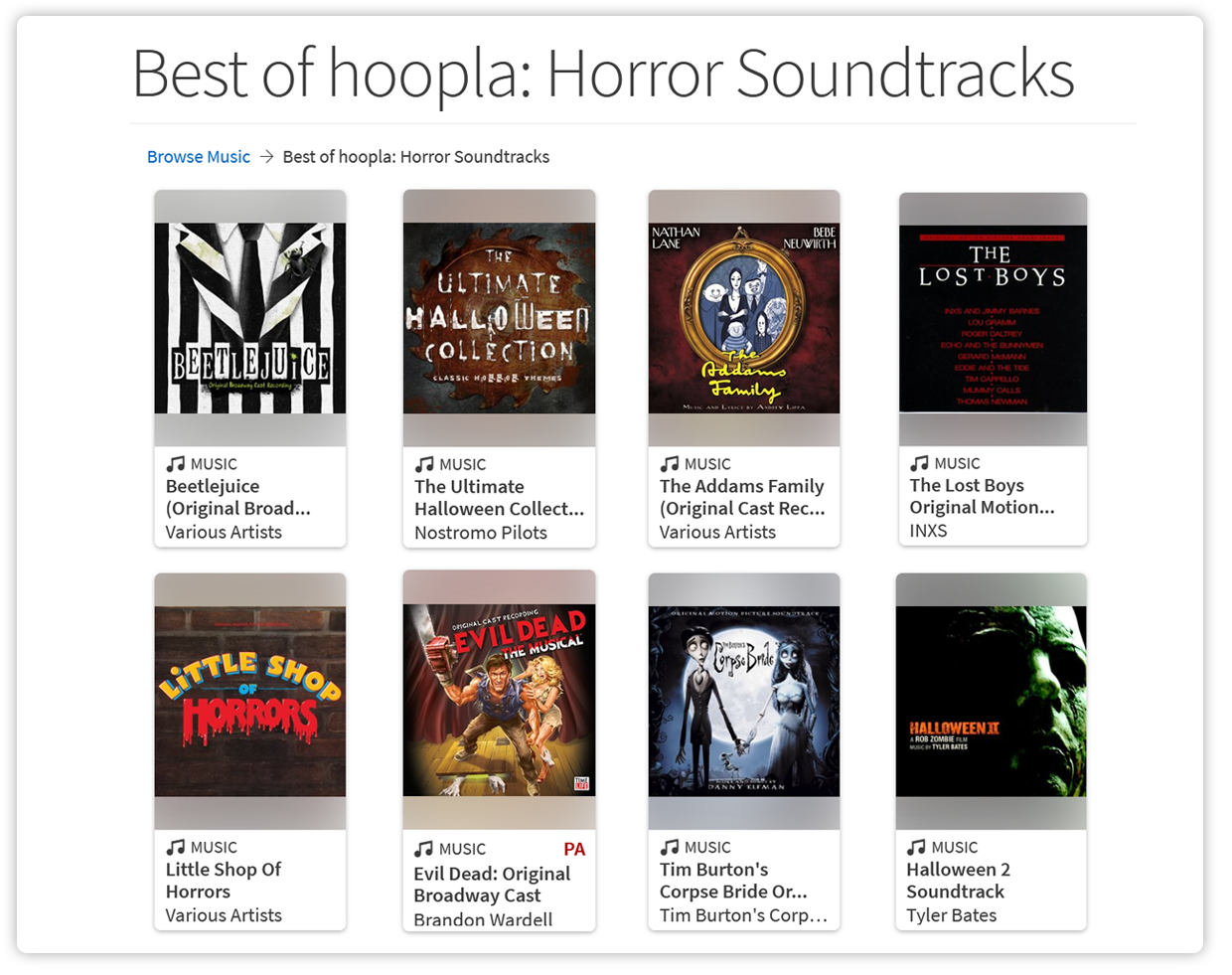 Hoopla horror soundtracks