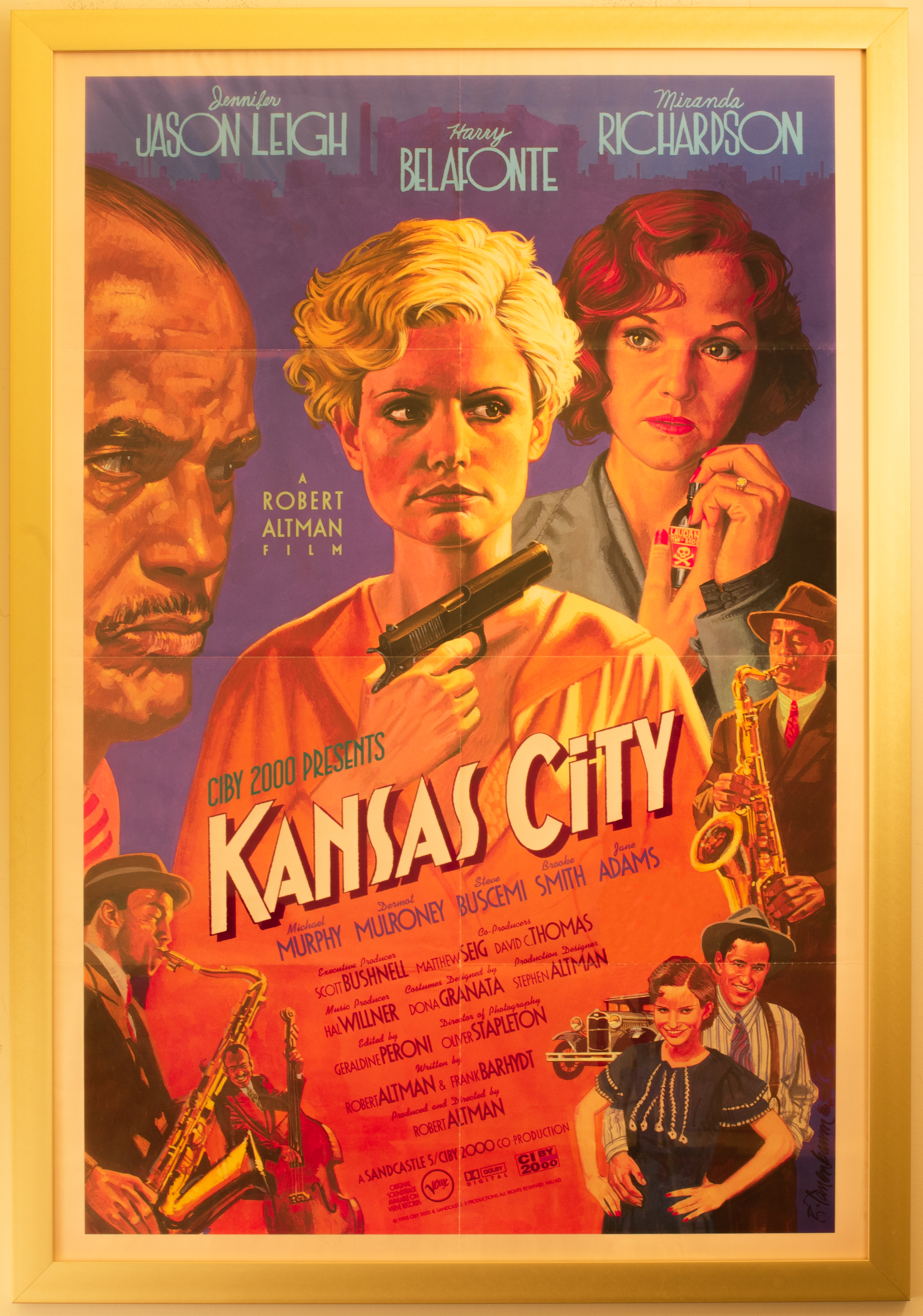 Graphic poster advertisement for the 1996 film titled Kansas City