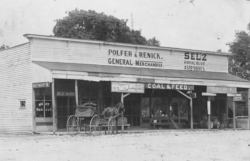 Early-1900s photograph of the Polfer & Renick General Store in Leeds. Courtesy of Marilyn and Bruce Schlosser.