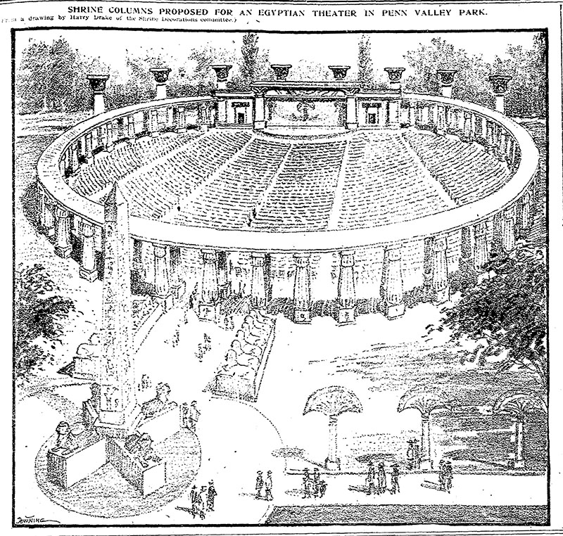 Drawing of proposed plan for Egyptian theater, The Kansas City Star, June 4, 1924.