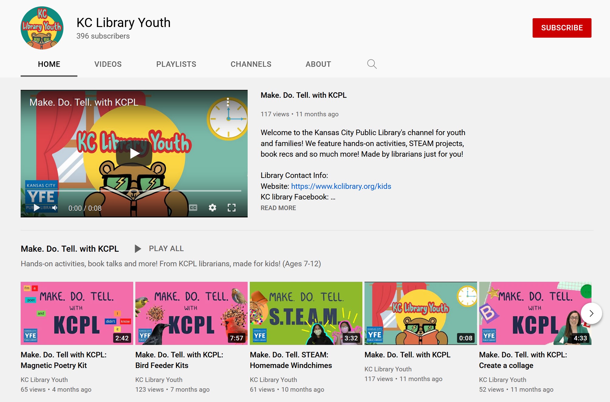 Screenshot of YouTube page