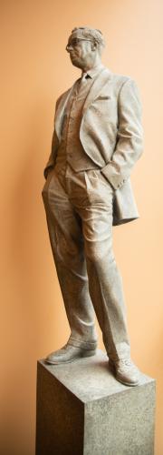 Bronze Sculpture of Ilus Davis, side view full-length
