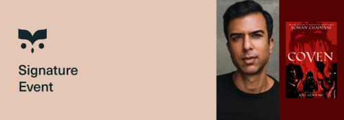 headshot of man next to book cover