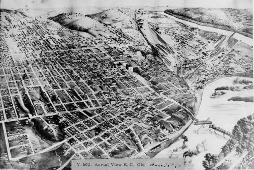 Birds-Eye-View of Kansas City, 1870