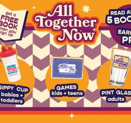 Summer reading promotion with the theme 'All Together Now'