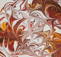painted painted with marbles in brown, red, and orange
