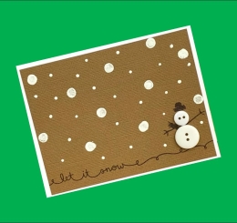 card with snow and snowman