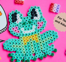 perler bead frog and hexagon
