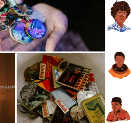 people with handmade buttons