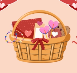 illustration of hearts and basket