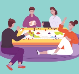 comic strip of people playing board games