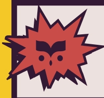 owl logo in comic bubble