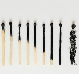progressively more burnt matches