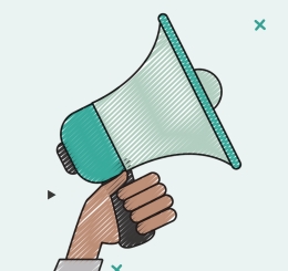 illustrated megaphone held in hand