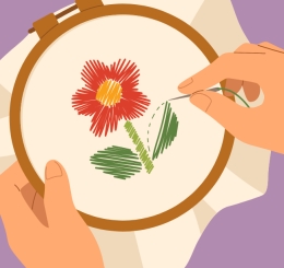 illustrations of knitting and embroidery