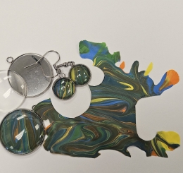earrings made with fluid art