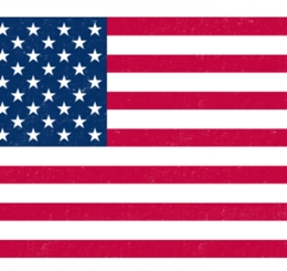 American flag surrounded by hands of various skin tone