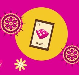 pink and yellow illustrations of card game