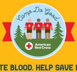 camp style badge for blood drive