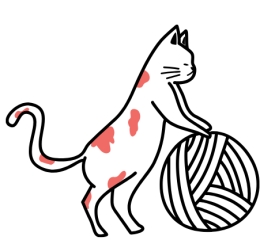 illustration of cat with ball of yarn