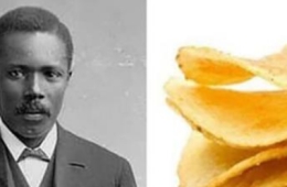 photo of man and photo of potato chips