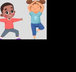 illustrations of 4 children doing yoga