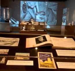 Display of some of the items in the Library's collection at "Disney100: The Exhibition" at Union Station