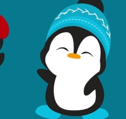 penguins in winter attire