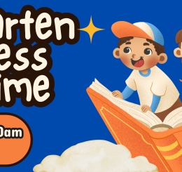 illustration of kids on book in clouds