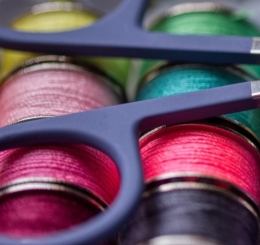 sewing scissors on thread