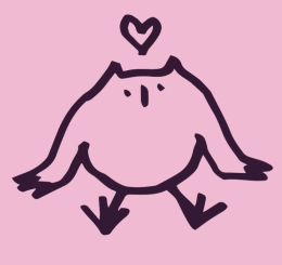 illustrated owl with heart over head