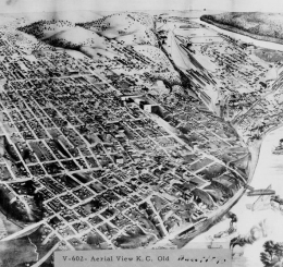 Birds-Eye-View of Kansas City, 1870