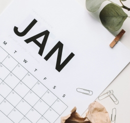 A page from a calendar with January at the top.