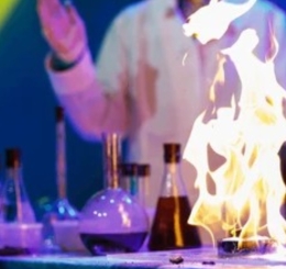 science equipment with flames