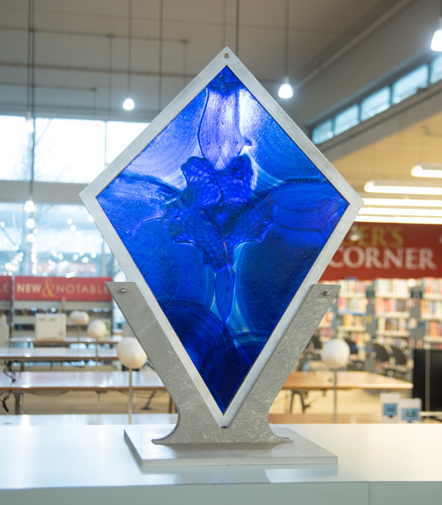 Handblown Sculpture in Blue, back