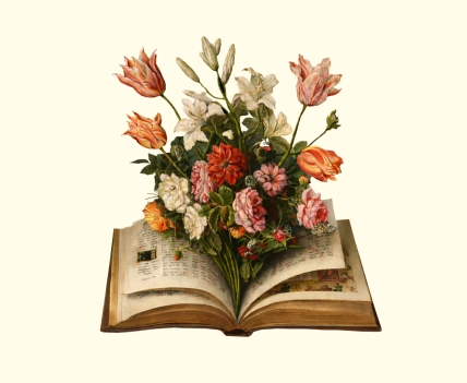 flowers coming out of book