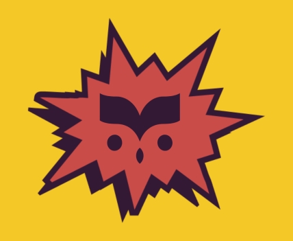 owl logo in comic bubble