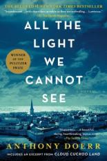 The cover of All the Light We Cannot See shows an evening sky in dark blue and teal over a city