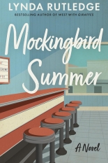 The cover of Mockingbird Summer has artwork drawing of a diner with diner seated cushions