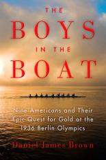 The Boys in the Boat cover shows a team of rowers on the water in the sunset