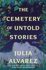 The cover is filled with various plants & vines on the edges, at the bottom is the marble head of a woman that's cracked in various places and a vine beginning to grow out of her mouth