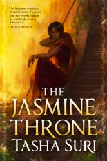 The cover of The Jasmine Throne has a young Indian girl next to a temple