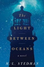 The Light Between Oceans cover shows a light house in shadow with a dark even sky in the background